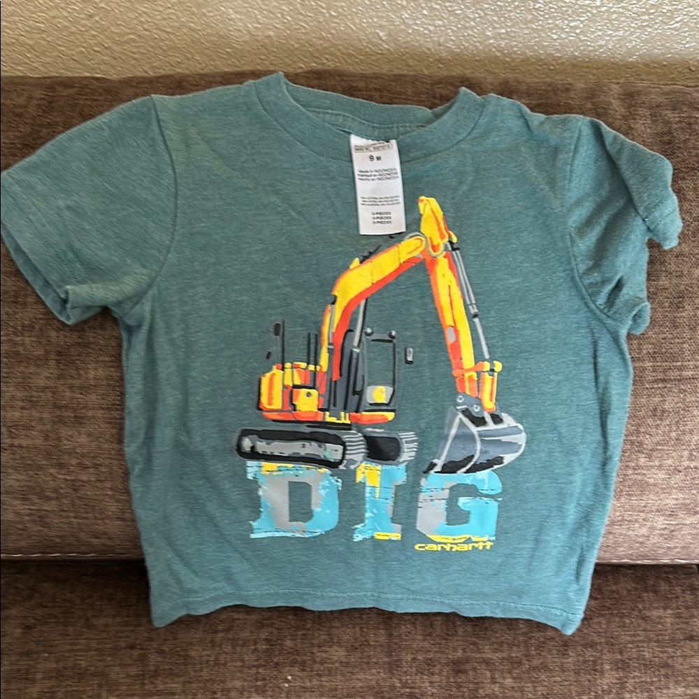 Carhartt Kids' Green T-Shirt with Excavator Print